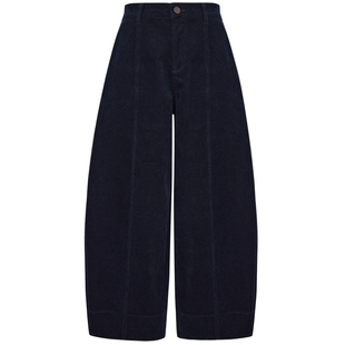 MOORING泊 复古遮肉高腰显瘦灯芯绒弯刀裤休闲小个子百搭九分裤女