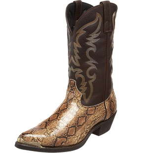 男款皮鞋2026新潮男鞋秋冬切尔西靴蛇纹铁头骑士靴西部牛仔靴v口