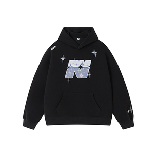 FORNINES贴布刺绣重磅加绒卫衣男女秋冬情侣装连帽衫潮牌加厚外套