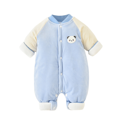 秋冬婴儿连体衣加绒加厚保暖