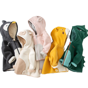 【香菇双十一】戴维贝拉男童摇粒绒外套宝宝DB动物园上衣秋装开衫