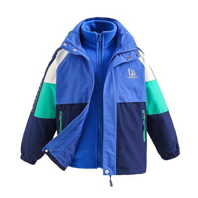 男童冲锋衣三合一可拆卸加绒外套