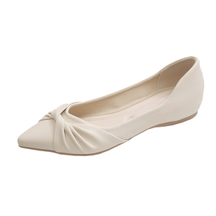 单鞋女2026新款春秋女鞋子百搭浅口豆豆鞋夏配裙子软底尖头平底鞋