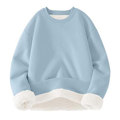 仿羊羔绒圆领卫衣女秋冬季