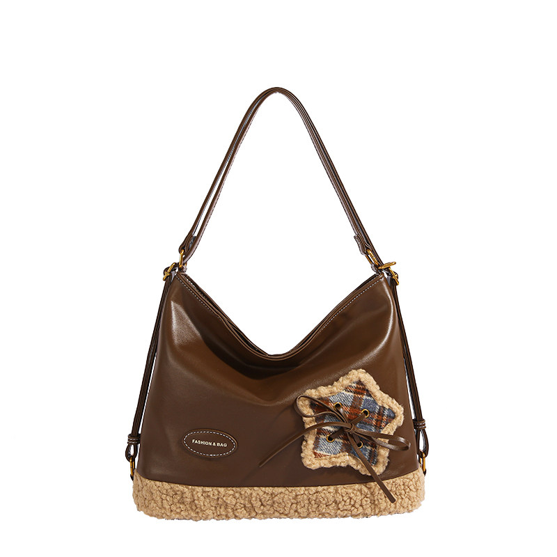 毛绒绒大容量双肩包包女2025秋冬新款小众时尚休闲通勤托特包背包