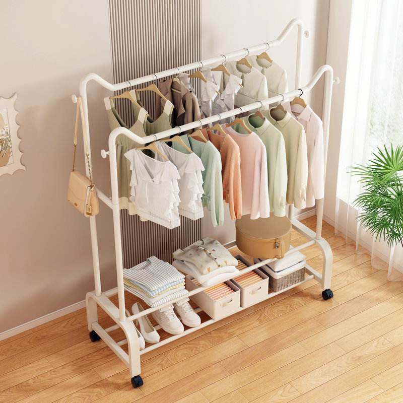 猫耳落地衣架家用卧室猫物设计阳台晾衣架双层置晾衣杆耳衣帽架