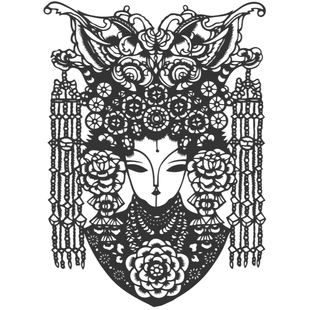 京剧脸谱红佛激光切割下料雕刻CAD平面2D图纸素材DXF代画描图墙贴