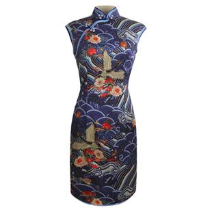 品尚华服蚕丝宫廷日常中国风连衣裙新式时尚大气修身简约短女旗袍