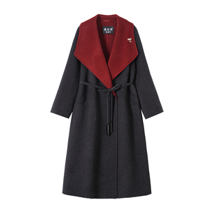 新年战袍高级感双面羊毛大衣女中长款2025秋冬新款毛呢外套