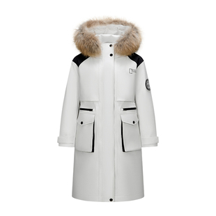 森马中国国家地理系列羽绒服女2025冬季长款90绒子三防发热鹅绒服