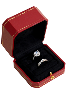 两克拉心形锆石结婚对戒仿真爱心一对活口戒指情侣婚礼求婚用道具