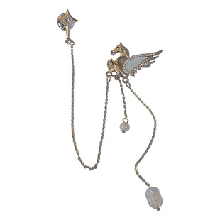 镶钻飞马四芒星流苏胸针韩国ins冷淡风金属感别针气质衣服配饰品