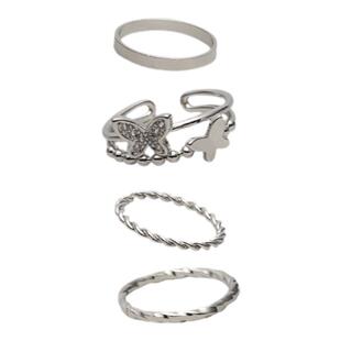 KANSAI新款大小蝴蝶四件套戒指ins冷淡风指环女小众设计酷潮配饰