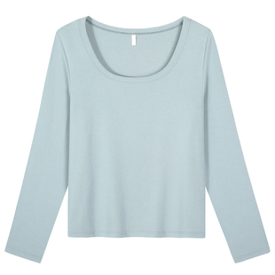 胖莹莹大码女装2026春款韩版正肩显瘦弹力百搭内搭T恤纯色打底衫