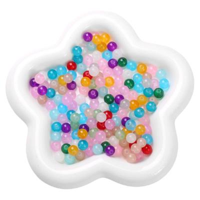 50颗玻璃果冻实色仿玉石圆珠diy