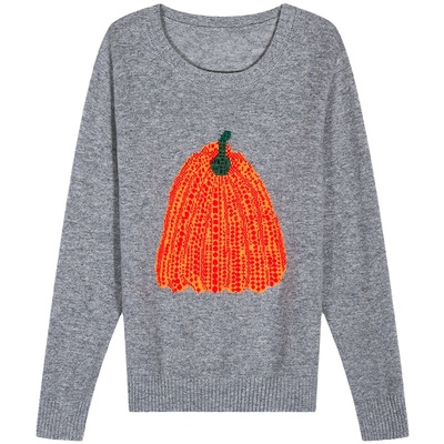 落落狷介灰色毛衣女绵羊毛上衣