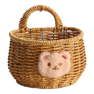 Kens轻奢仿藤厨房姜蒜收纳筐编织学生宿舍壁挂篮阳台装饰挂墙花篮