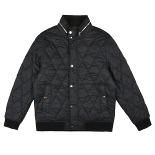 雷迪波尔男装轻薄棉衣2023秋冬季新款菱形格纯色小立领休闲外套男