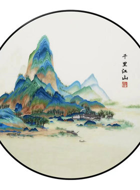 客厅玄关新中式纯手工刺绣包安装