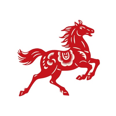 过年马年窗花马到成功双面十二生肖剪纸植绒成品玻璃装饰贴纸画