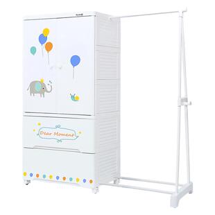 也雅儿童衣柜收纳柜环保无味宝宝衣服储物柜卡通简易塑料衣橱带轮