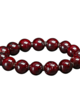 天然朱砂佛珠手链原石乌砂佛珠手链高透光佛珠手串马年本命年饰品