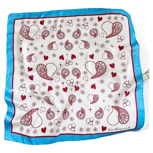 feytiy 复古腰果 手绘拼色丝巾小方巾春夏仿真丝时髦单品包头头巾