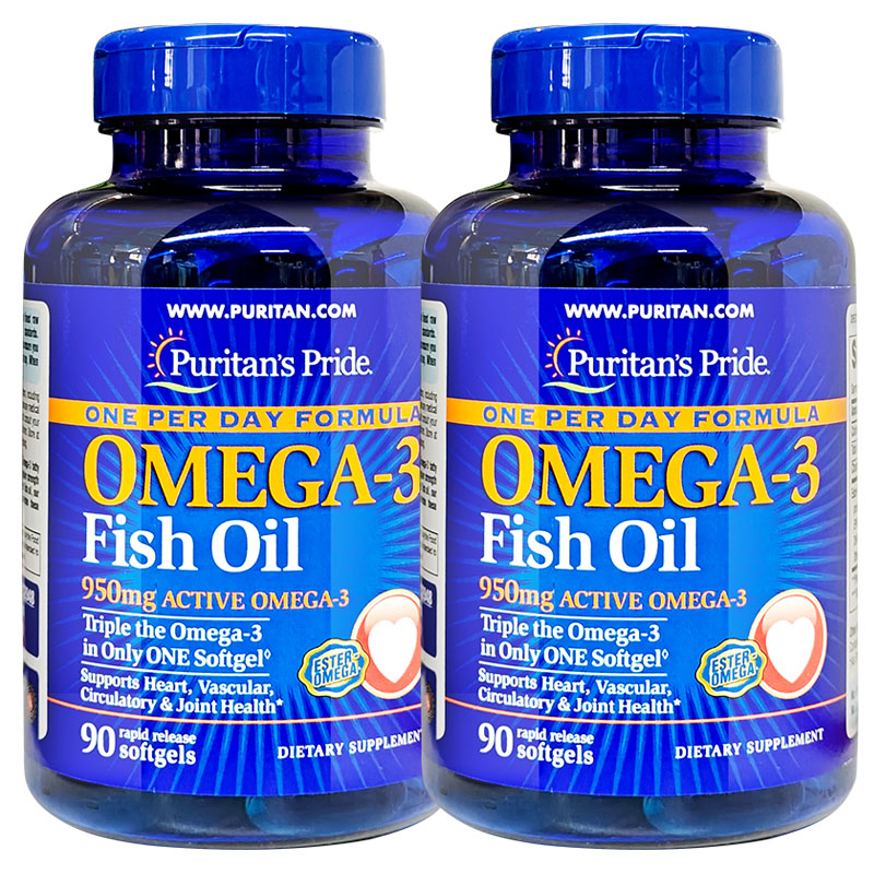 两瓶装 普丽普莱鱼油软胶囊omega3美国进口3倍中老年深海鱼油成人