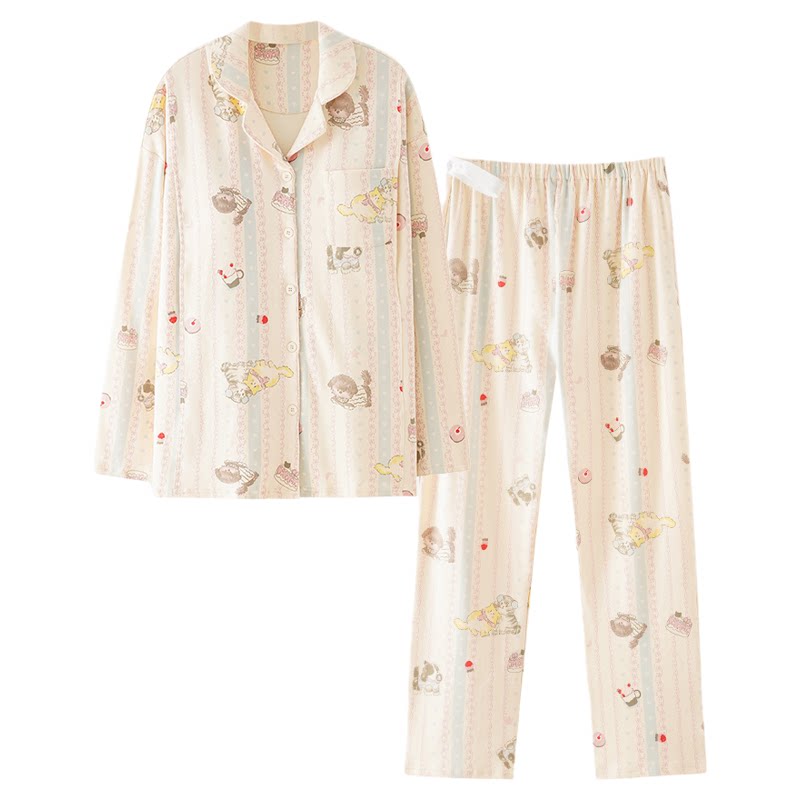 都市丽人带胸垫月子服秋冬季纯棉孕妇睡衣女哺乳期专用宽松家居服