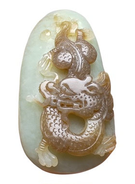 和田玉糖青白玉生肖龙手把件苏工精品油润细腻男女国风龙腾盛世