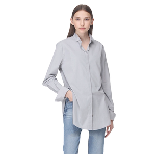 高个子个性舒适好看打底衬衫女2025秋装中长款显瘦显身材内搭衬衣