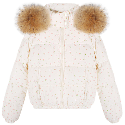 落落狷介碎花短款羽绒服女