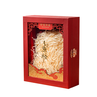 黄花胶包装盒半斤一斤鳘鱼胶高档红色开窗花赤嘴礼品盒鱼鳔空盒子