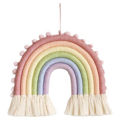 nice毛球彩虹编织挂毯壁挂