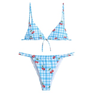 walkingChic多巴胺风比基尼三点式泳衣性感纯欲聚拢欧美风泳装女