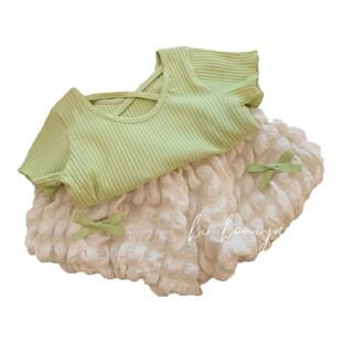 1-6岁夏季短衣短裤2儿童套装3可爱卡通5洋气女宝宝中小童5两件套4