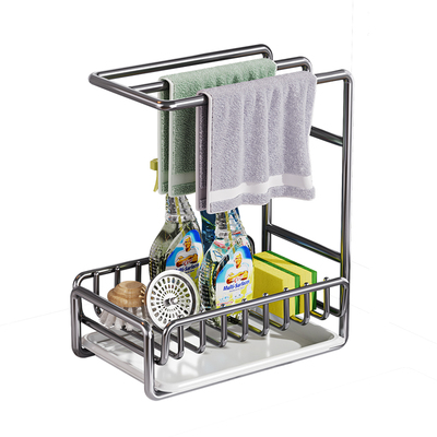 抹布架厨房沥水架免打孔台面壁挂海绵毛巾厨房用品收纳架置物架子