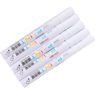 得力油漆笔一套DIY轮胎笔白色记号笔不易掉色防水画鞋笔涂鸦描金笔金色签到笔签字笔补色笔黑色银色蓝色红色