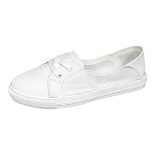 头层牛皮浅口小白鞋女秋一脚蹬2026新款软底百搭休闲女鞋平底单鞋