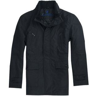 伦敦雾冬季休闲外套中青年连帽四袋款通勤纯色短款保暖夹克棉服男