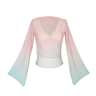 中国舞身韵服练功服古典舞舞蹈渐变表演服艺考女基训舞蹈上衣纱衣