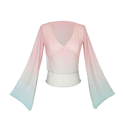 中国舞身韵服练功服古典舞舞蹈渐变表演服艺考女基训舞蹈上衣纱衣