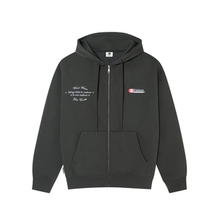 美国ELEMENT滑板开衫卫衣女深灰色连帽复古趣味印花重磅加绒外套