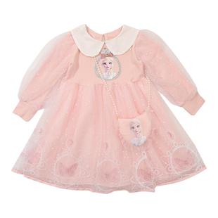 女童连衣裙春秋款洋气儿童秋装女孩宝宝冬季加绒加厚爱莎公主裙子