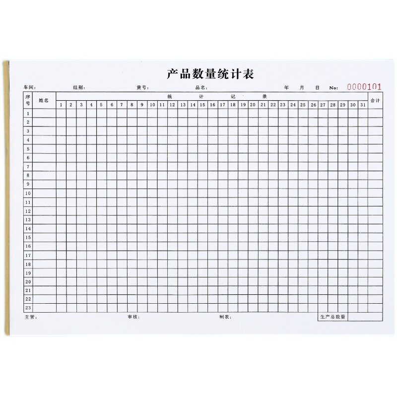 员工产品数量统计表产量记录表