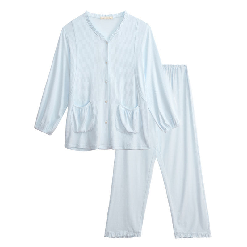 快乐屋荷叶边领月子服孕妇睡衣