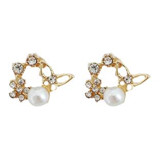 S925银针韩国气质甜美镶钻耳钉时尚夏季蝴蝶耳环ins风耳饰品5387