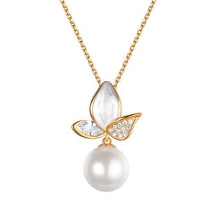 羽兮2025新款爆款高级原创小众设计花朵珍珠项链女s925银镀18k金