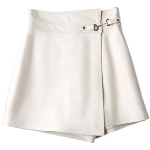 不规则高腰真皮皮短裤女欧洲站绵羊皮皮裤秋冬新款裤裙时尚皮靴裤