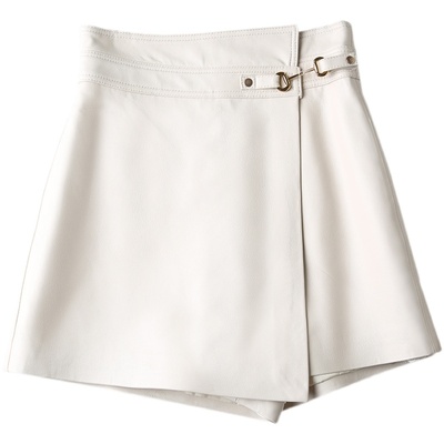 高腰布若岚时尚不规则皮裤